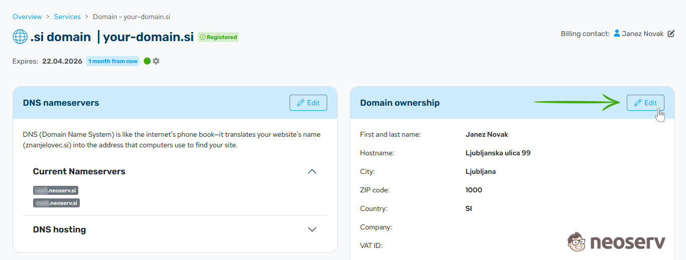 My NEOSERV - Domain Ownership My NEOSERV - Domain Ownership