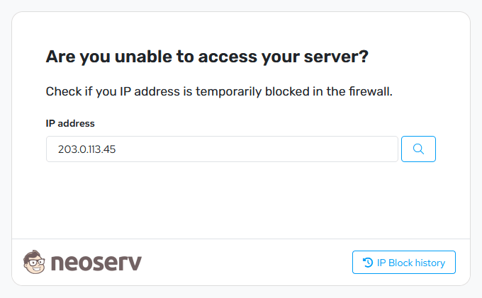 My NEOSERV - IP Address Block My NEOSERV - IP Address Block