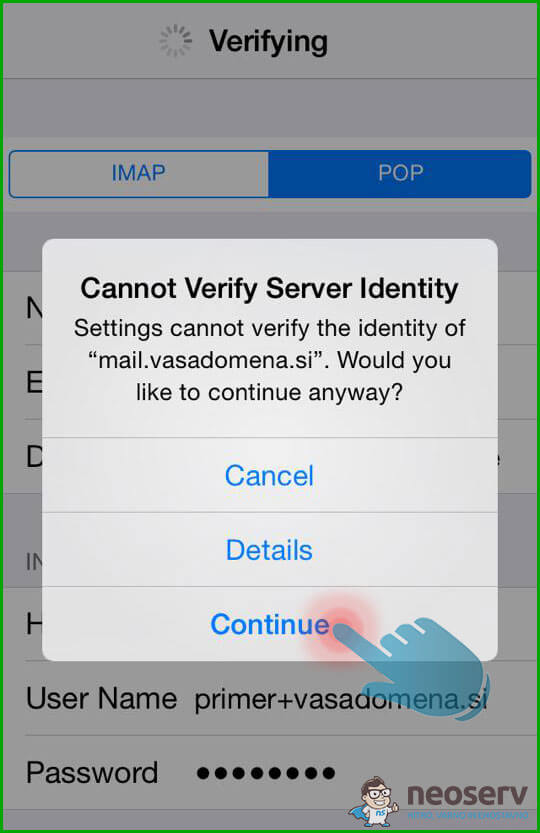 iPhone - Potrdi domensko verifikacijo