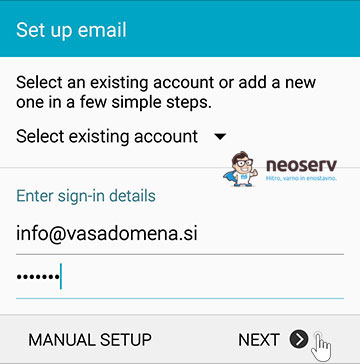 Android Mail - nastavitve računa