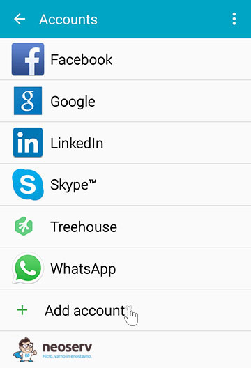 Android Mail - dodaj račun