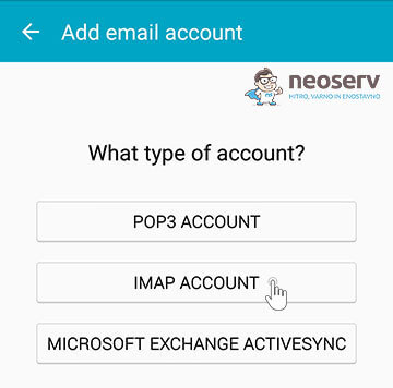 Android mail - dodaj imap račun