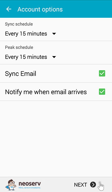 Android Mail - SYNC možnosti