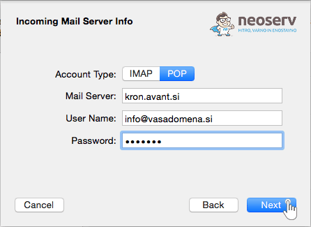 Mac mail pop - nastavitve