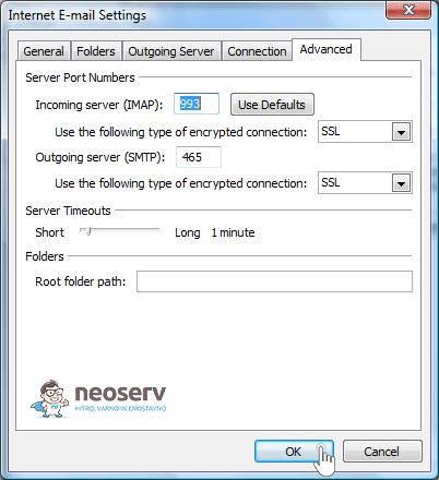 Outlook-2007-imap-ssl- nastavitve strežnika