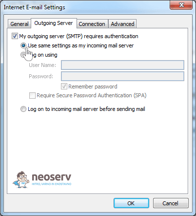Outlook - Strežnik za odhodno pošto (SMTP) zahteva preverjanje pristnosti