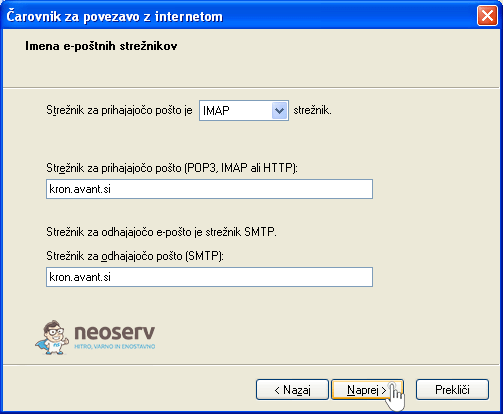 Outlook Express imap s ssl povezavo - dodajanje strežnika