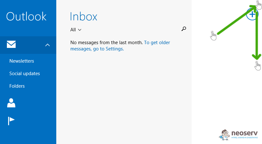 Window 8 Mail en - dodajanje računa