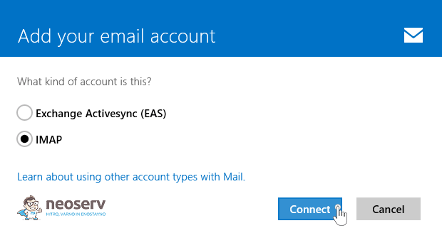 Window 8 Mail en - IMAP brez SSL