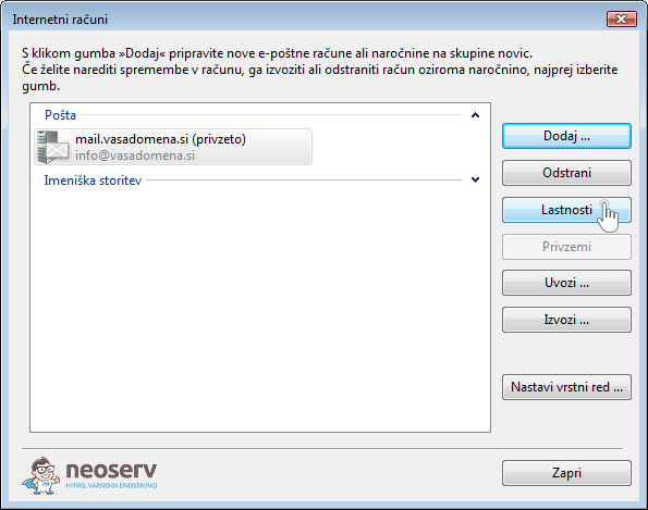 Windows mail 6 slo - dodatne lastnosti