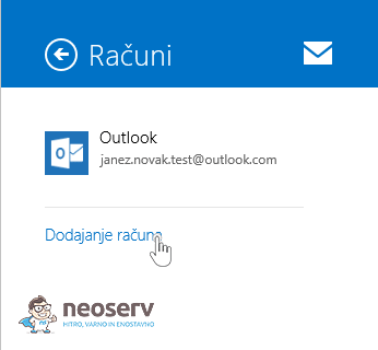 Windows 8 Mail slo - dodajanje e-poštnega računa