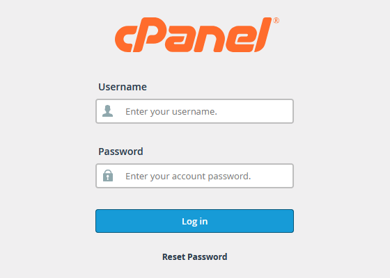 Prijava v cPanel Prijava v cPanel