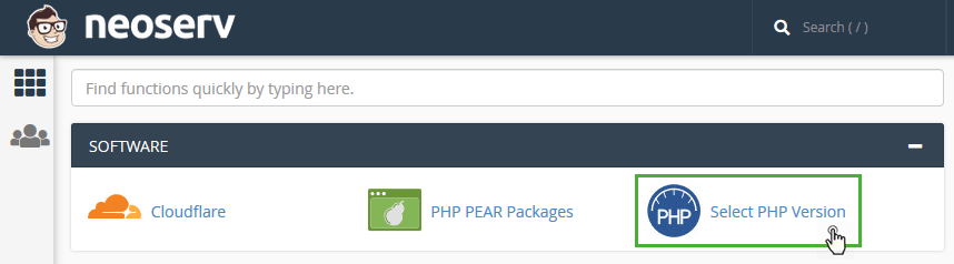 cPanel - Select PHP Version
