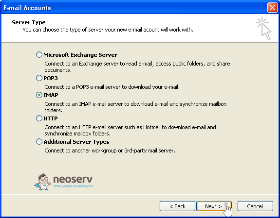 Outlook 2003 (ang) - IMAP protokol