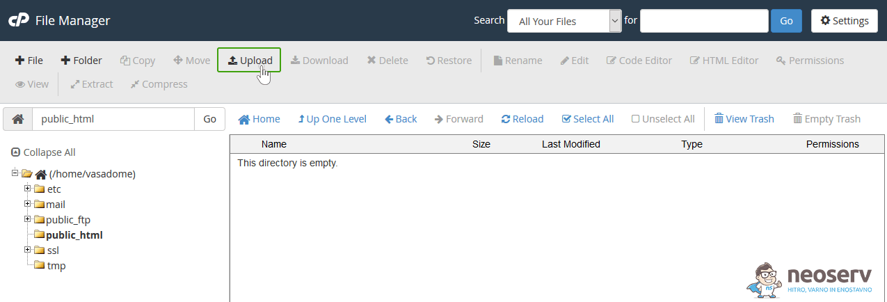 File Manager - Upload Files (Naloži datoteke)