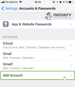 iPhone - dodajanje email računa - 2. korak
