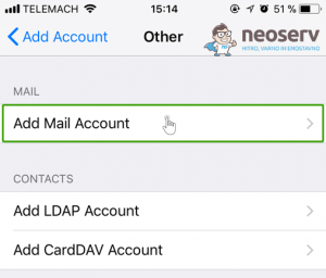 iPhone - dodajanje email računa - 4. korak