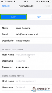 iPhone - dodajanje email računa - 6. korak