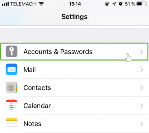 iPhone - dodajanje email računa - 1. korak