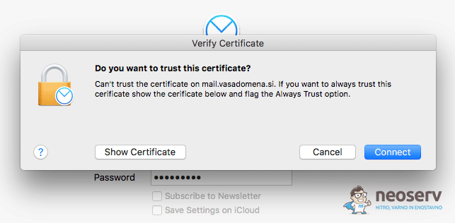 Airmail - verifikacija certifikata