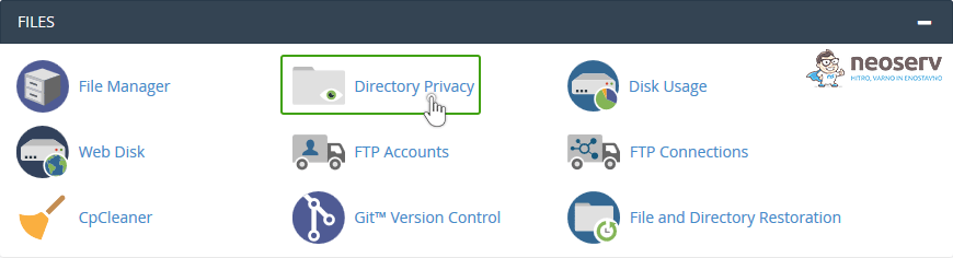 cPanel - Directory Privacy
