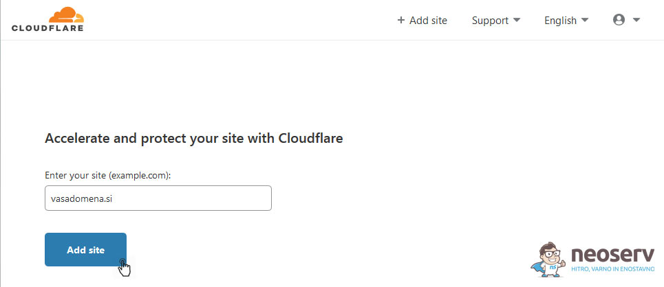 CloudFlare - Dodaj domeno
