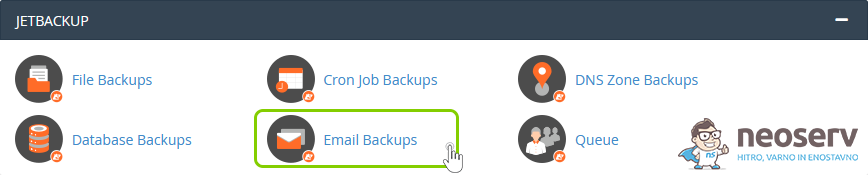 cPanel JetBackup - obnovitev e-pošte