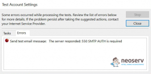 Ошибка подключения 550 smtp на телефоне